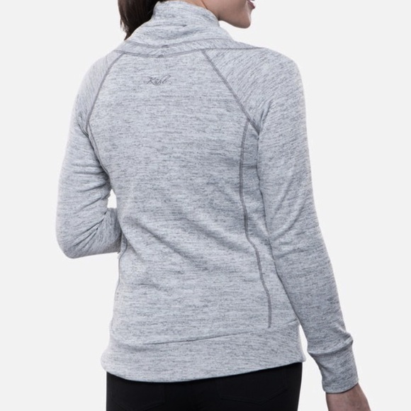KUHL Lea Cowlneck Pullover Light Gray Knit With Kangaroo Pocket Size Small - Picture 2 of 9